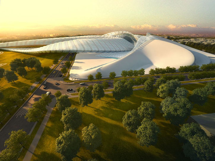 Визуализация общественного центра Elk Grove Civic Center в Элк-Гроув (США)