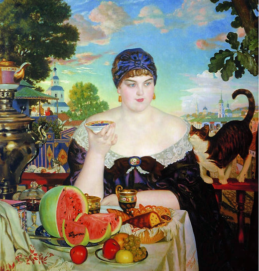 Борис Кустодиев. «Купчиха за чаем», 1918