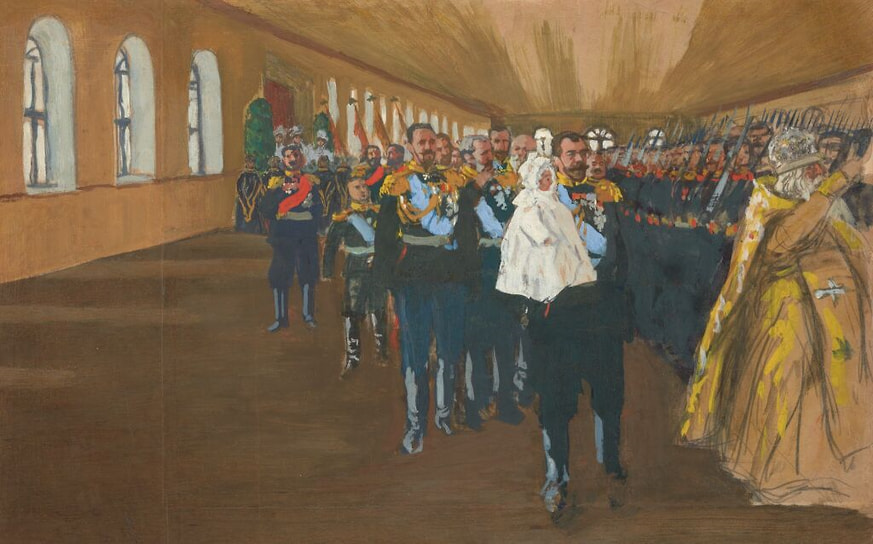 Борис Кустодиев. «Император Николай II с цесаревичем Алексеем», 1905