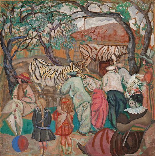Борис Григорьев. «У зебр (В зоологическом саду)», 1913