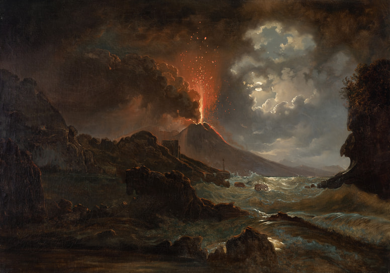 Йозеф Ребелль. «Извержение Везувия ночью», 1822