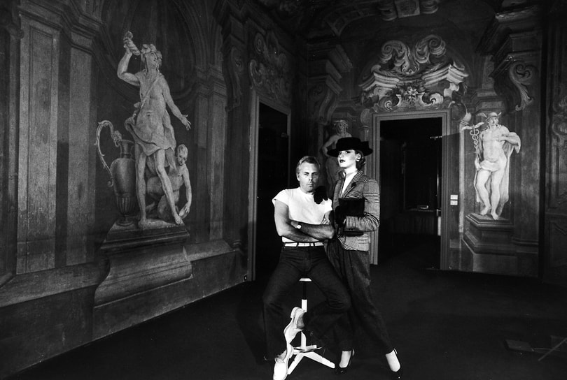 Джорджо Армани с одной из своих моделей, 1979