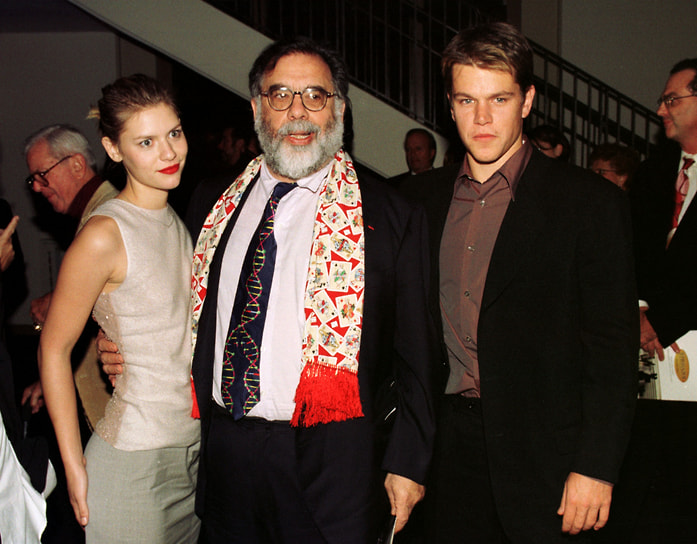 Мэтт Деймон с режиссером фильма «Благодетель» Фрэнсисом Фордом Копполой и актрисой Клэр Дэйнс, 1997 год