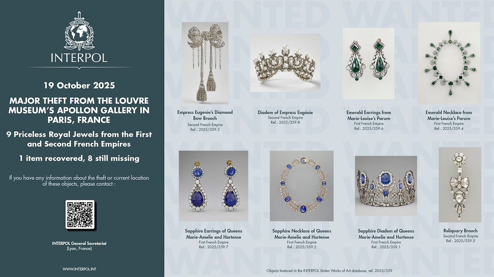 Драгоценности, украденные из Лувра в октябре 2025