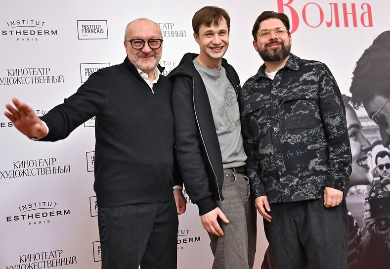 Продюсер Рубен Дишдишян (слева) на премьере фильма «Новая волна» в кинотеатре «Художественный» 