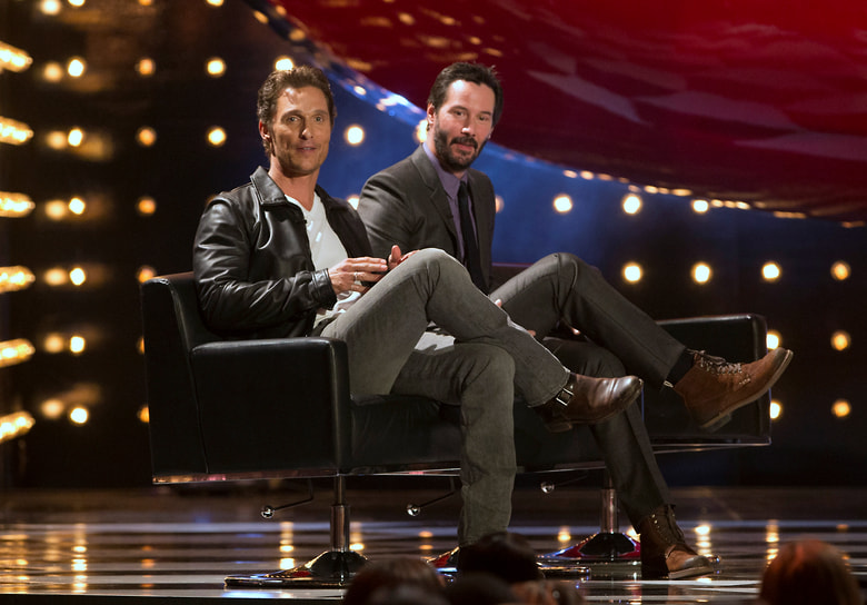 С актером Киану Ривзом на вручении «Guys Choice Award» в 2014 году