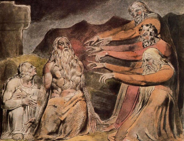 Уильям Блейк. «Иов, осуждаемый друзьями», 1821
