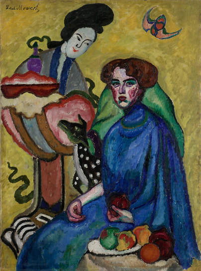 Илья Машков. «Дама с китаянкой. Портрет Е.И. Киркальди», 1910