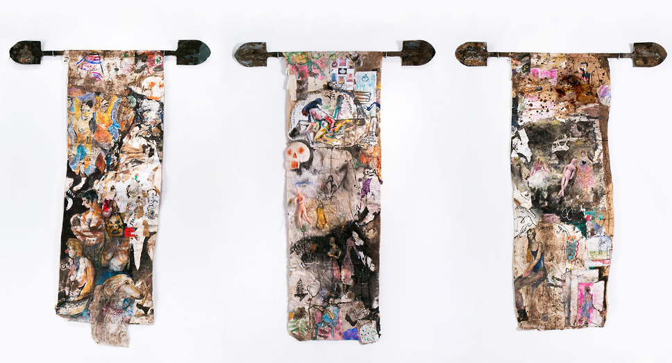 Александр Цикаришвили. Триптих «Археология рисунка 1, 2, 3», 2018