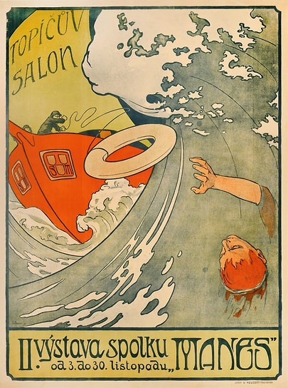 Арношт Хофбауэр. Афиша выставки Союза изящных искусств Манеса (SVU Manes), 1898