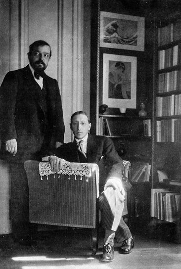 Фотография Клода Дебюсси и Игоря Стравинского, сделанная Эриком Сати в 1910 году